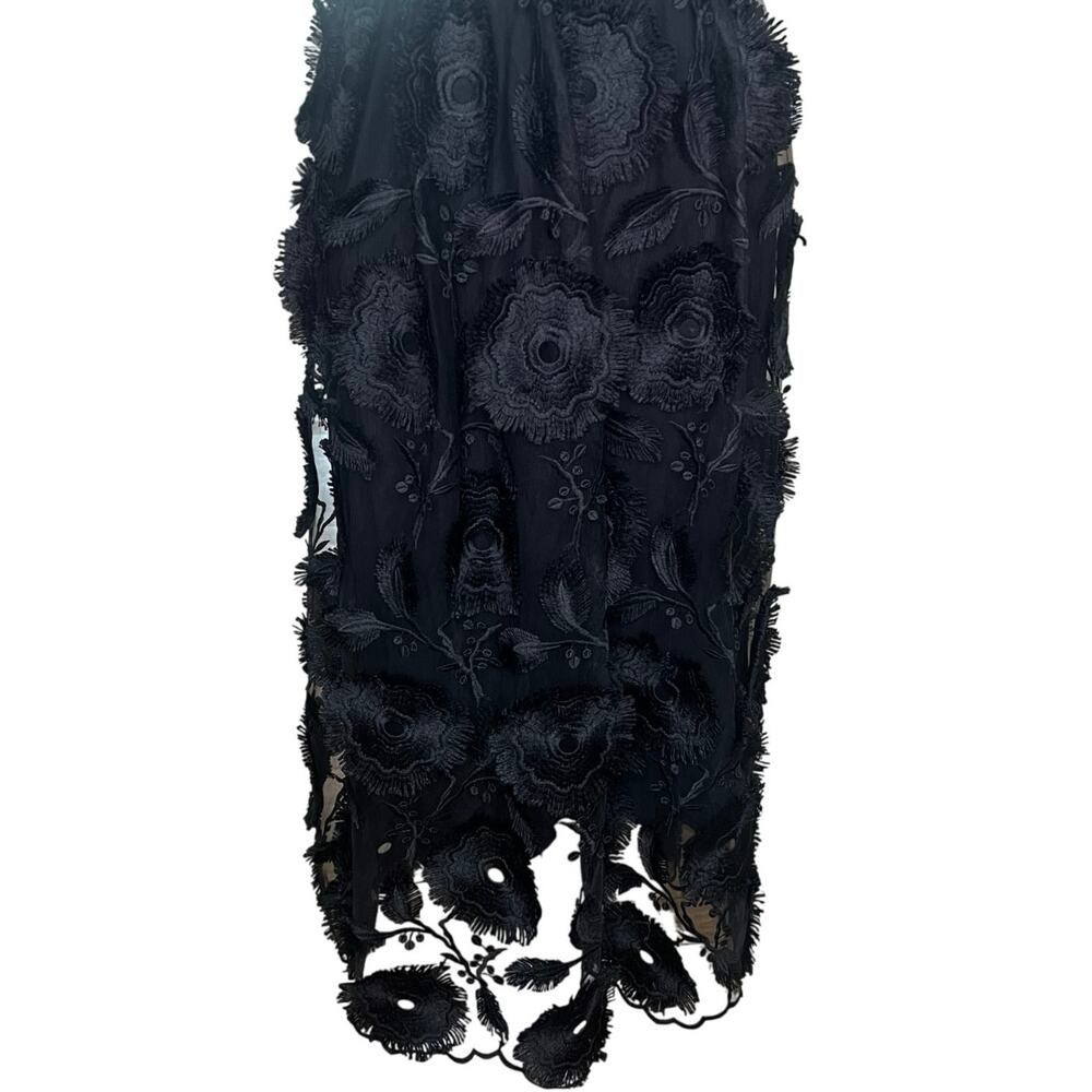 Anthropologie, Floriana Romantic Embroidered Lace Midi Dress, Black, Size 0 - Picture 11 of 14